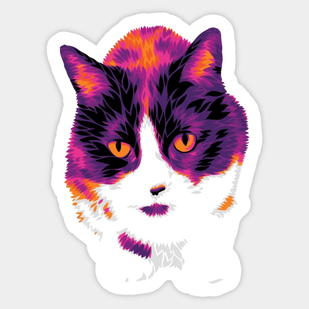 The Hot Color Cat Sticker by polliadesign